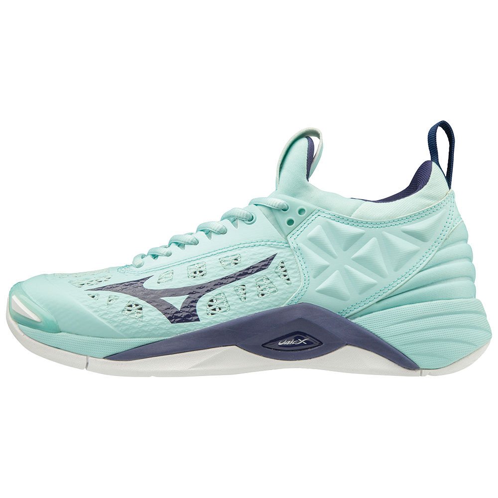 Mizuno Women's Volleyball Shoes WAVE MOMENTUM Blue White - SLEDNVO-49